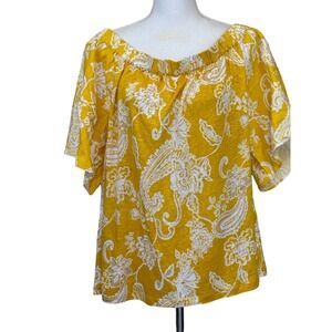 Chico's Linen Knit Off-the-Shoulder Floral Top